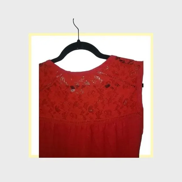 Madewell Red Lace Top Blouse XS - Picture 5 of 7